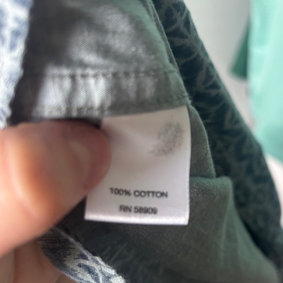 ROWM Men’s Blue Button Up Long Sleeve Collared Shirt Geo Print Size Large - Picture 7 of 8